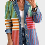 Samantha – Retro denimjas met geometrische print