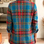 Madison – Denimblazer met tartanpatchwork
