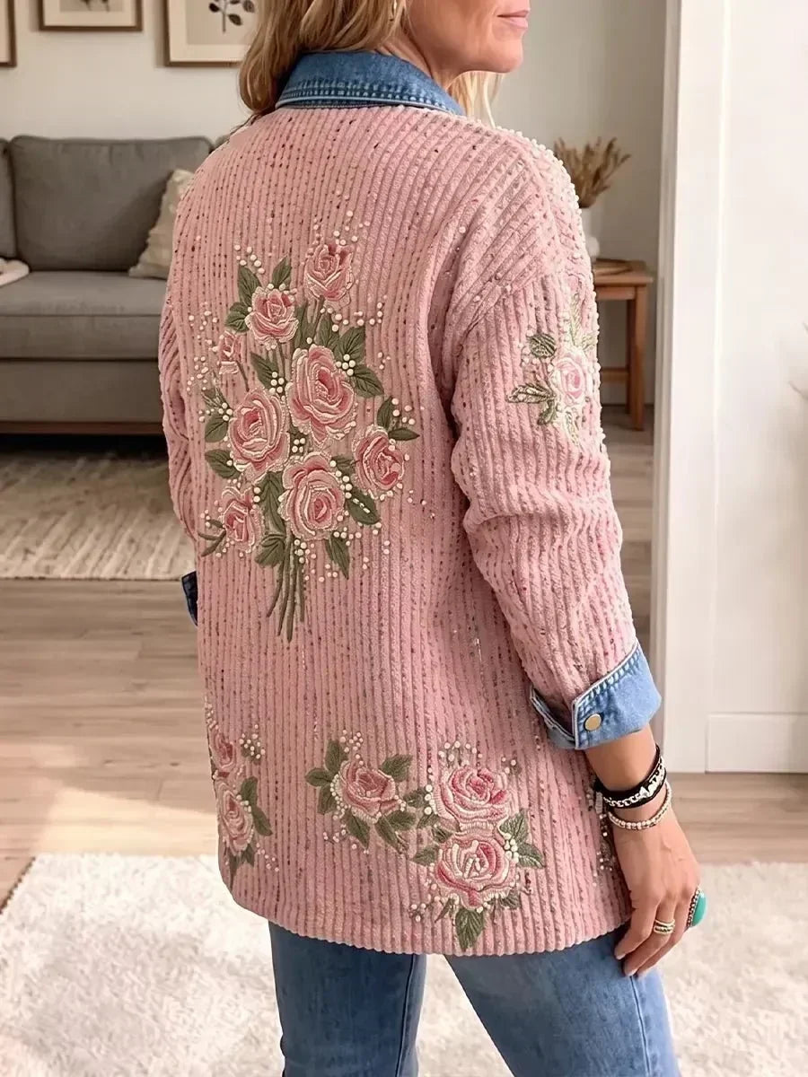 Natalie – Vintage denimblazer met patchwork