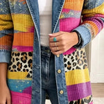 Audrey – Denimjas met retro luipaardprint