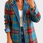 Madison – Denimblazer met tartanpatchwork