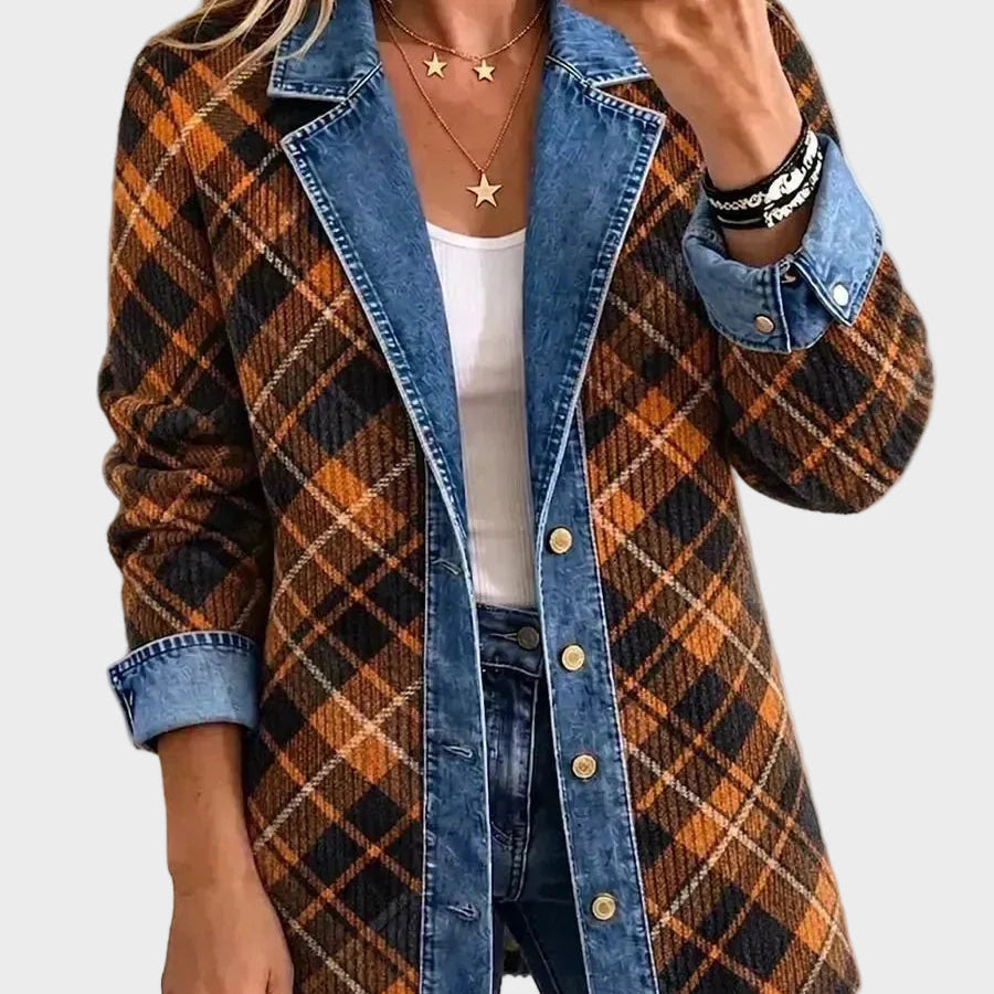 Naomi – Vintage denimjas met colourblocking