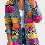 Audrey – Denimjas met retro luipaardprint