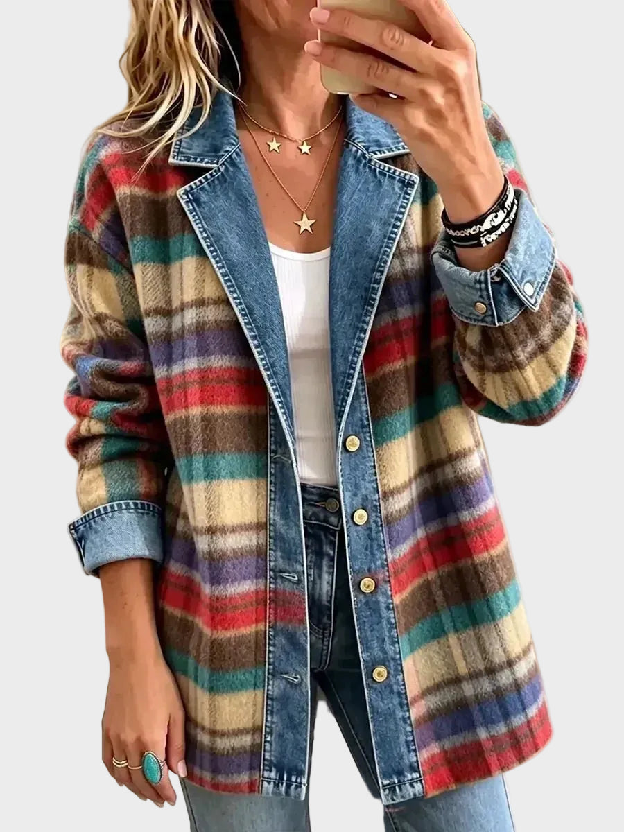 Sarah – Vintage denimjas met patchwork