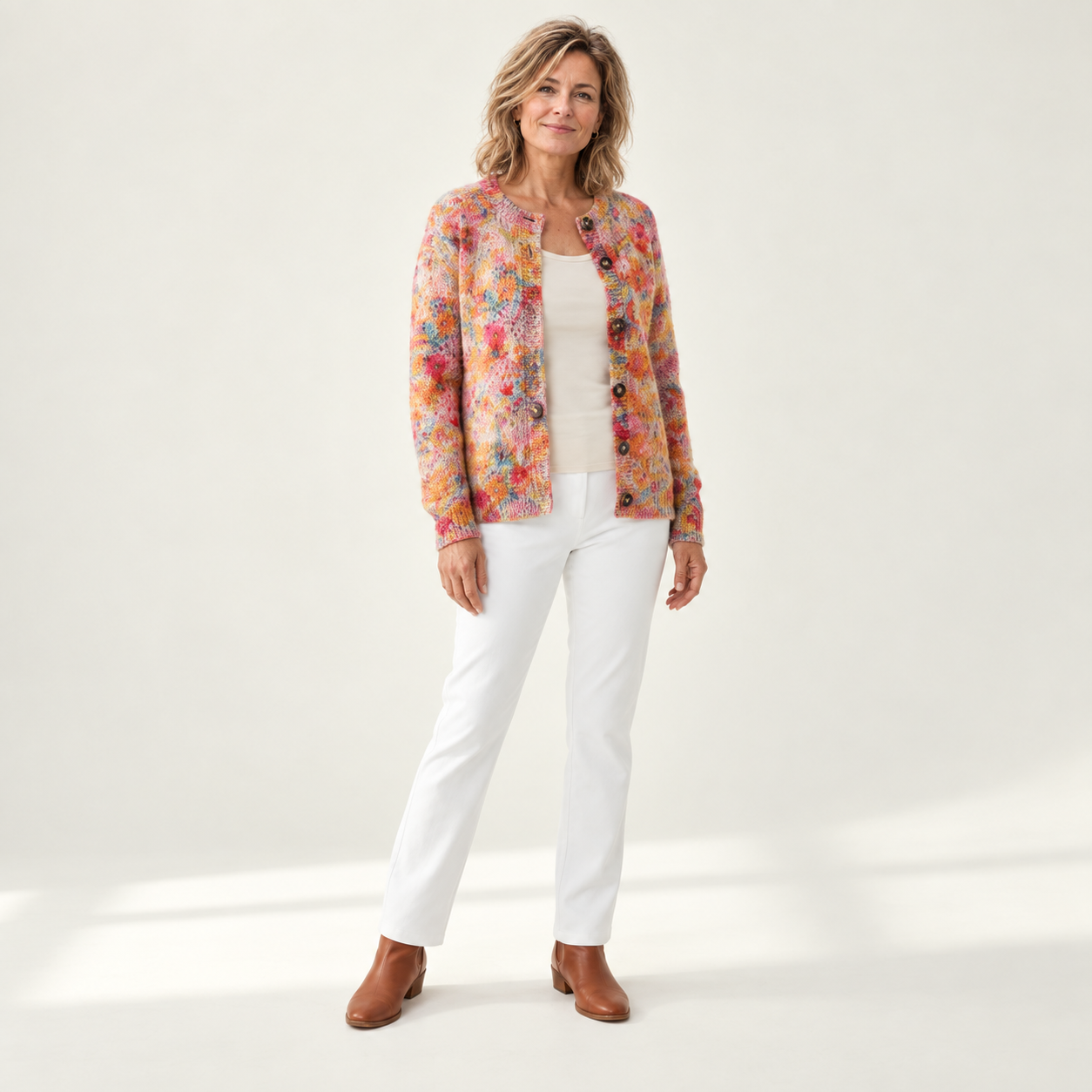 Helena - Vest met kleurrijk bloemenpatroon - voorkant