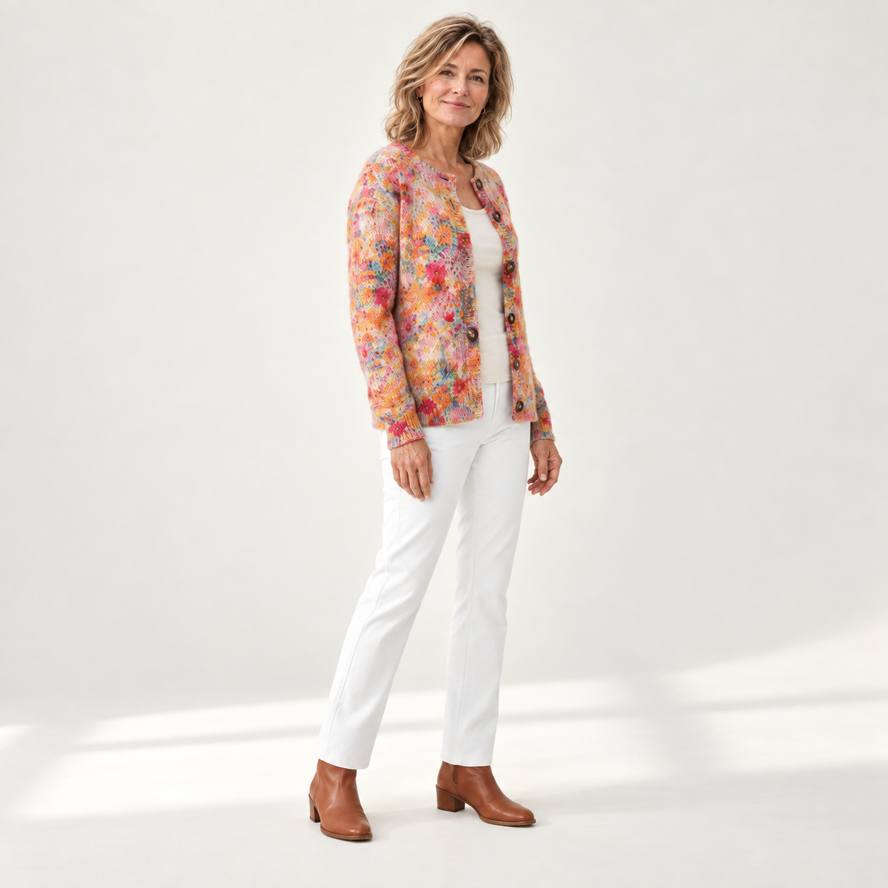 Helena - Vest met kleurrijk bloemenpatroon - zijkant
