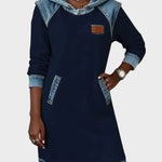 Jantien - Sweatjurk met capuchon in jeanslook