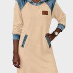 Jantien - Sweatjurk met capuchon in jeanslook
