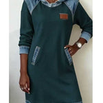Jantien - Sweatjurk met capuchon in jeanslook