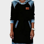 Jantien - Sweatjurk met capuchon in jeanslook