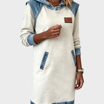 Jantien - Sweatjurk met capuchon in jeanslook