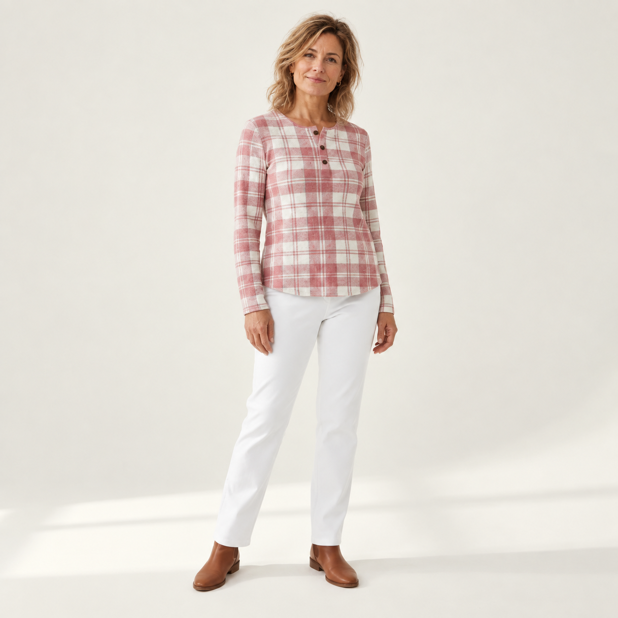 Marije trui met ruitpatroon - model voorzijde