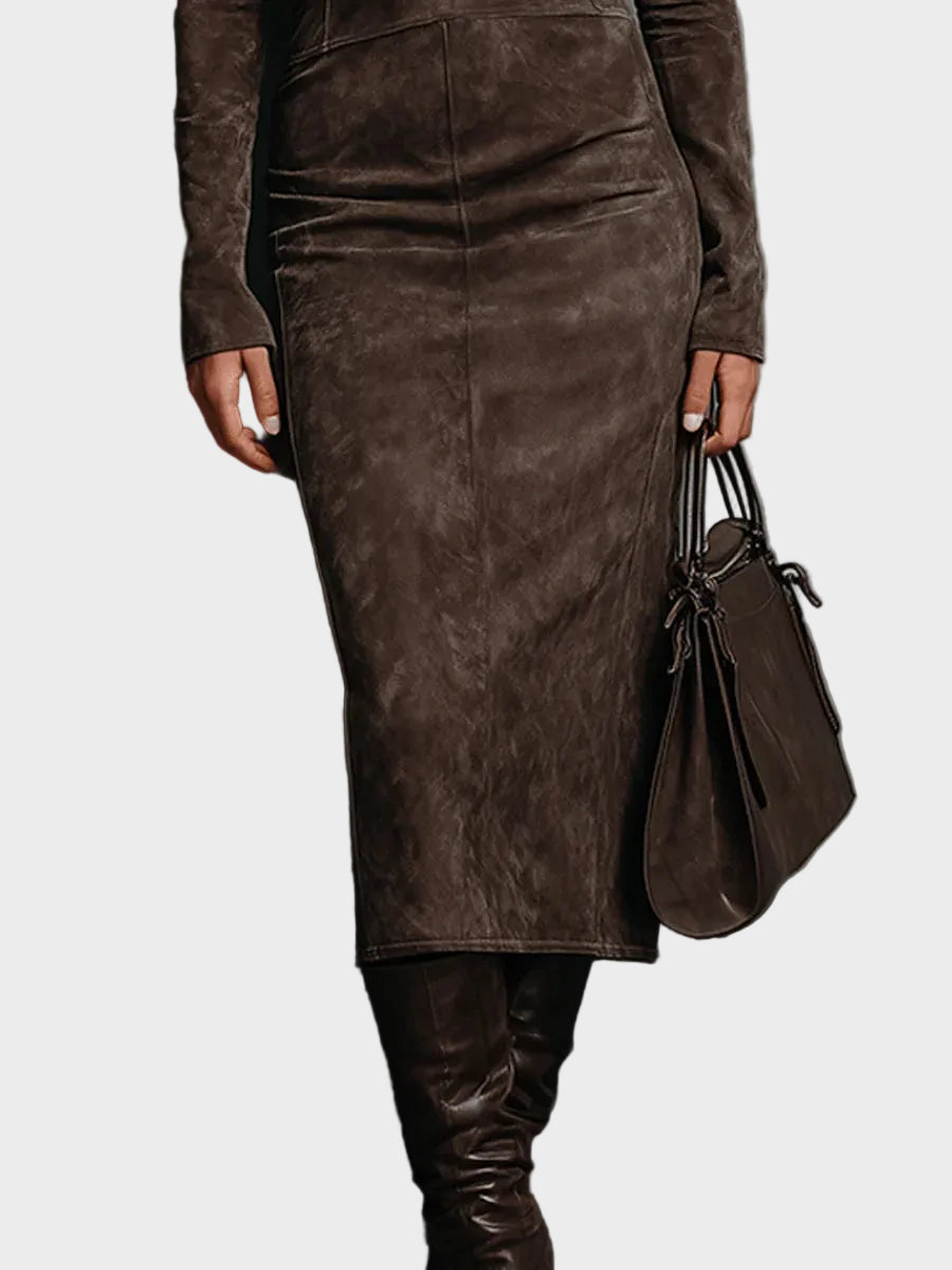 Marjan - Midi-jurk met lange mouwen
