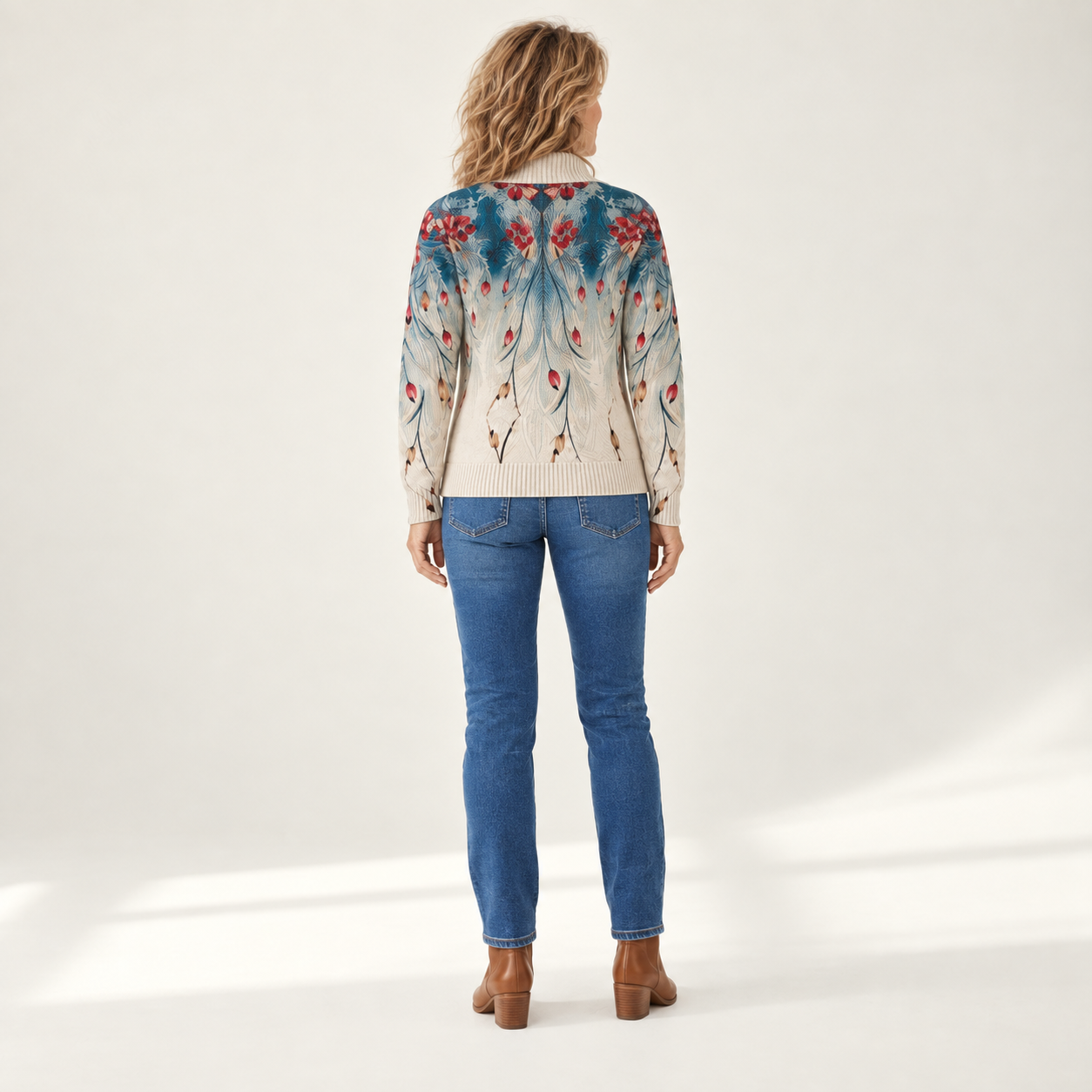 Martina - Vest met pauwenveermotief - achterkant