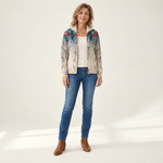 Martina - Vest met pauwenveermotief - voorkant