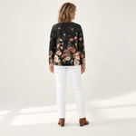 Martina - Gebreid vest met kleurrijke wilde bloemen - achterkant