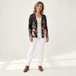 Martina - Gebreid vest met kleurrijke wilde bloemen - voorkant