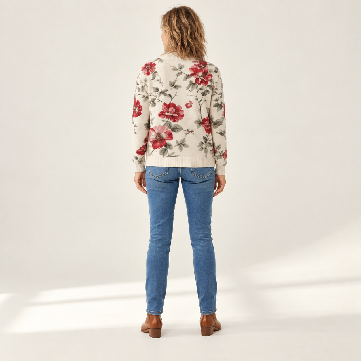 Monika - Vest met vintage rozenpatroon - achterkant