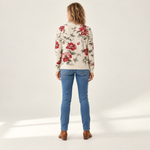 Monika - Vest met vintage rozenpatroon - achterkant