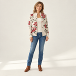 Monika - Vest met vintage rozenpatroon - voorkant