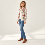 Monika - Vest met vintage rozenpatroon - zijkant