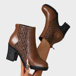 Neeltje - Leren schoenen met blokhak