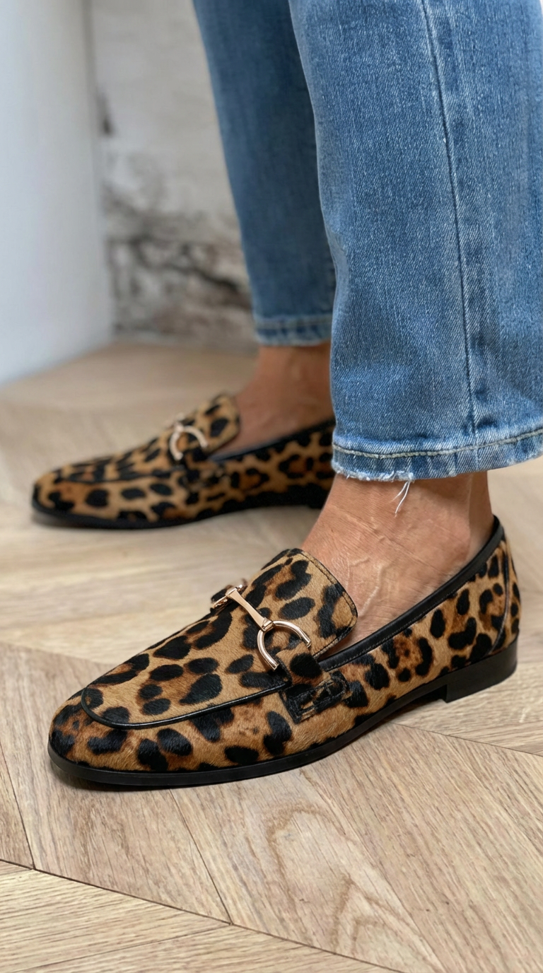 Adrianna - Gedurfde mocassins met luipaardprint