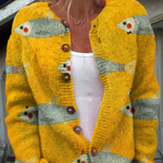 Anke - Geel vest met vismotief