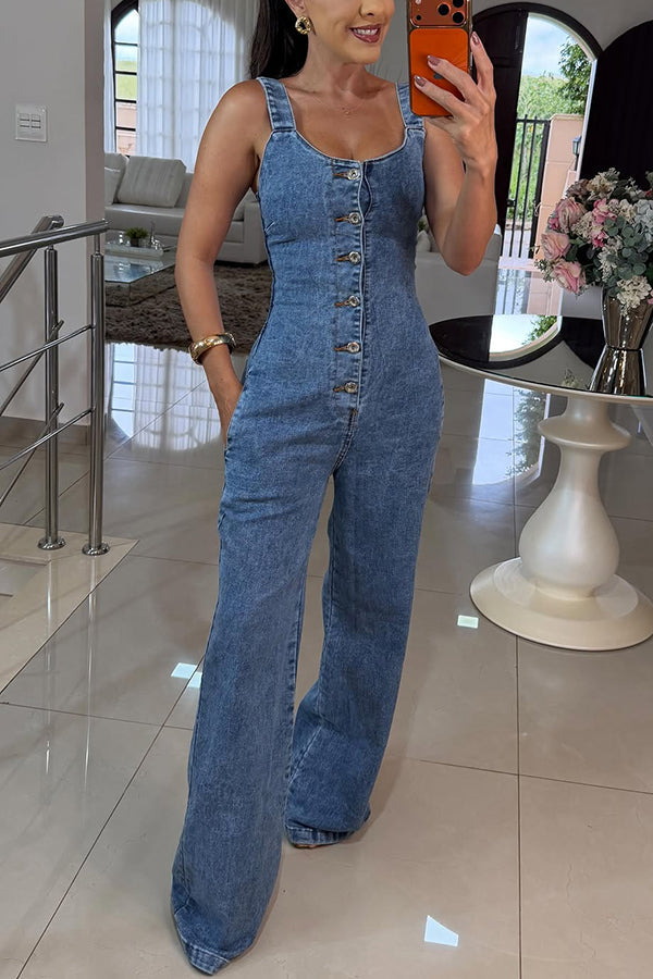 Anouschka - Denimjurk met vierkante hals