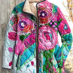 Astrid - Gewatteerde jas met abstract bloemenpatroon