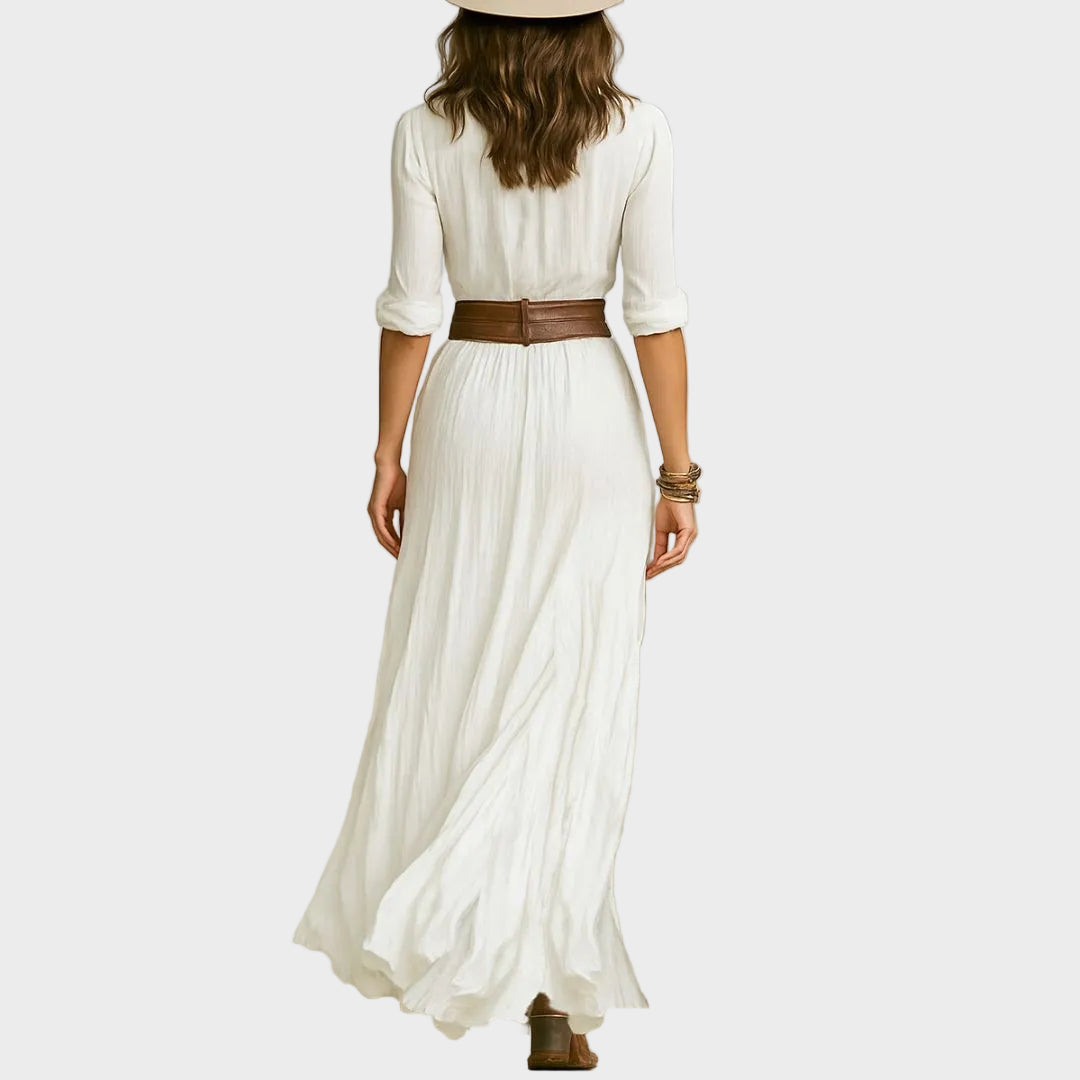 Baukje - Elegante maxi-jurk met schalkraag