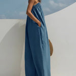 Berthe - Denim jumpsuit met wijde pijpen