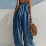 Berthe - Denim jumpsuit met wijde pijpen