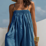 Berthe - Denim jumpsuit met wijde pijpen