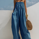 Berthe - Denim jumpsuit met wijde pijpen