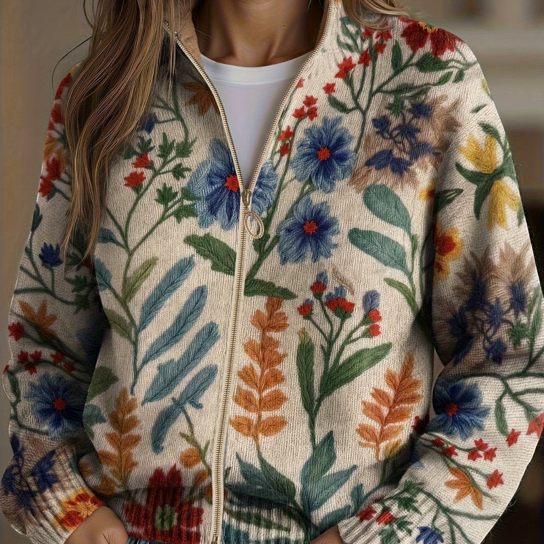 Birgit - Vest met botanisch bloemenpatroon