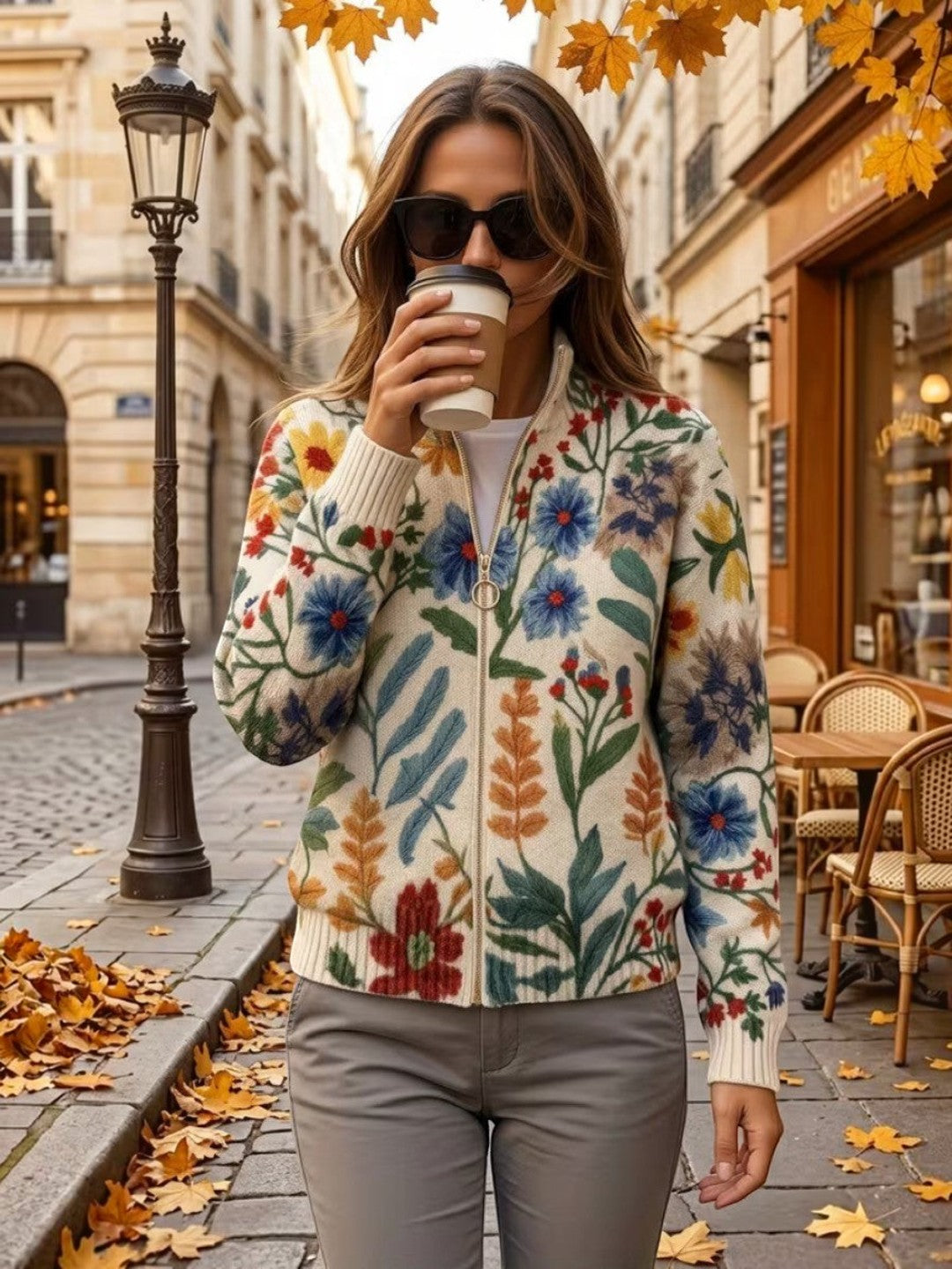 Birgit - Vest met botanisch bloemenpatroon