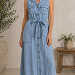 Bregtje - Lange mouwloze denimjurk