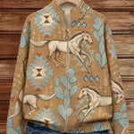 Brigitte - Gebreid vest met paarden- en cactusmotief