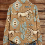 Brigitte - Gebreid vest met paarden- en cactusmotief