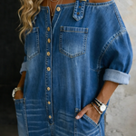 Chantal - Denim salopette met blote schouders
