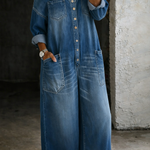 Chantal - Denim salopette met blote schouders