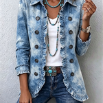 Cilia - Boho jasje met ruches en botanische print in kleurverloop