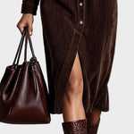 Dieneke – Corduroy Midi Dress with Chest Pockets