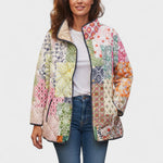 Dita - Gewatteerde patchworkjas in pasteltinten