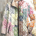 Dita - Gewatteerde patchworkjas in pasteltinten