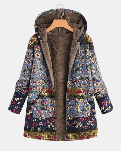 Elena - Boho sherpahoodie met bloemenpatroon