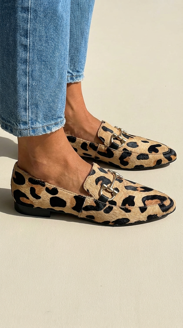 Eloise - Moderne platte schoenen met savanneprint