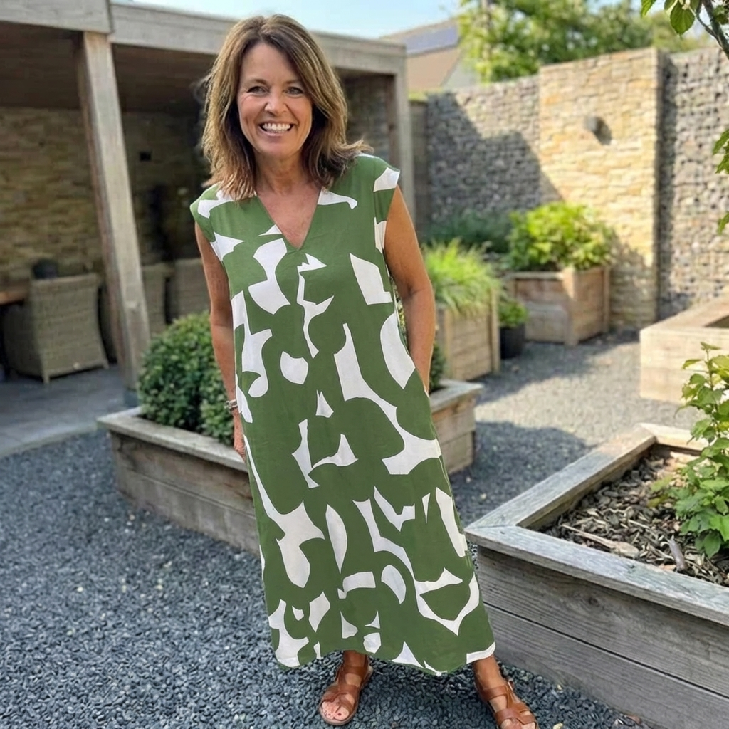 Evi - Jurk met print en V-hals