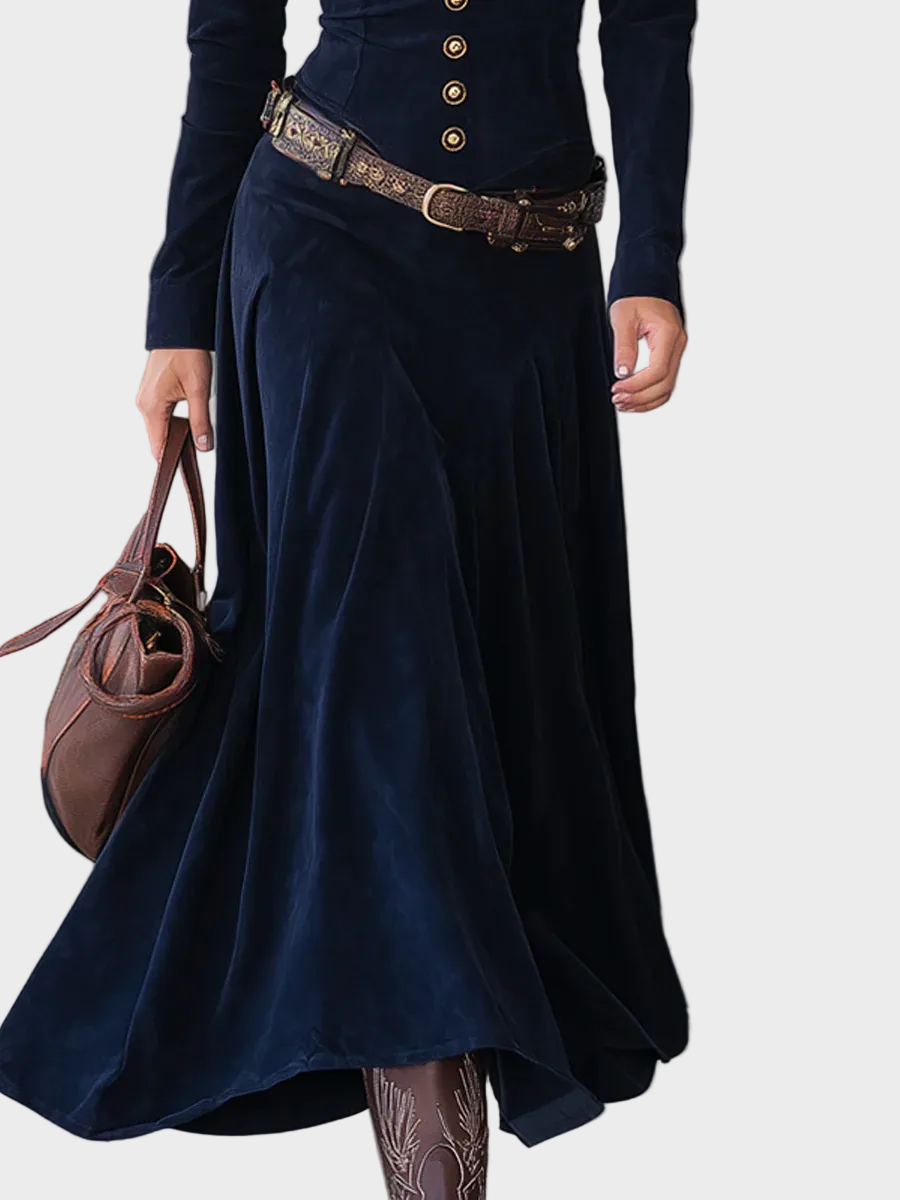 Froukje - Maxi-jurk van suédine met riem